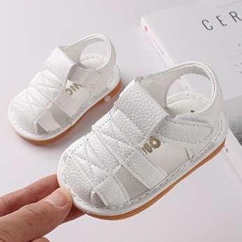 Sandal tập đi da siêu mềm,có đệm gót,đế kèn chút chít cho bé