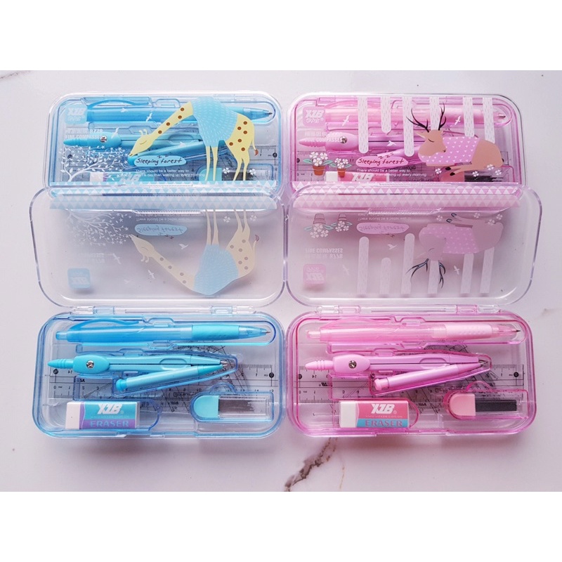 Bộ đồ dùng toán học to gồm compa, eke, bút chì, tẩy