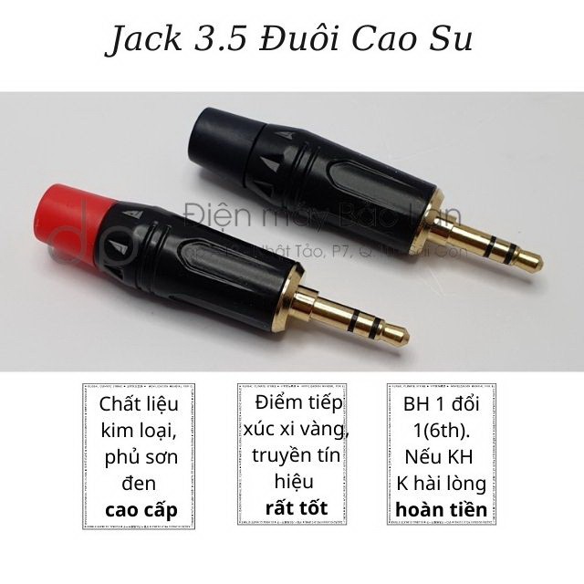 ( Xi Vàng Cao Cấp ) Jack 3.5mm, Jack 3 Ly Đuôi Cao Su Màu Đỏ Đen