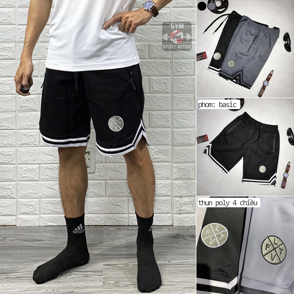 Quần short nam thể thao quần đùi tập gym nam phom basic rộng rãi short LVFT chất thun poly 4 chiều ( ảnh video thực tế )