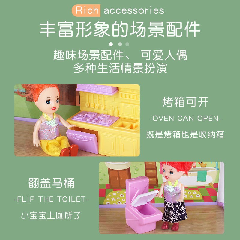 Đồ chơi trẻ em Ngôi nhà búp bê Barbie biệt thự lâu đài công chúa ánh sáng set quà cô gái