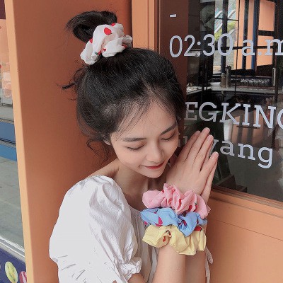 Dây Cột Tóc Họa Tiết Quả Dâu Xinh Xắn Phong Cách Hàn Quốc