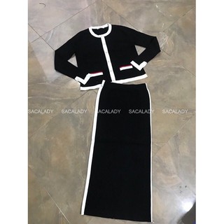 Set rời chân váy len zr navy viền trắng - 0541