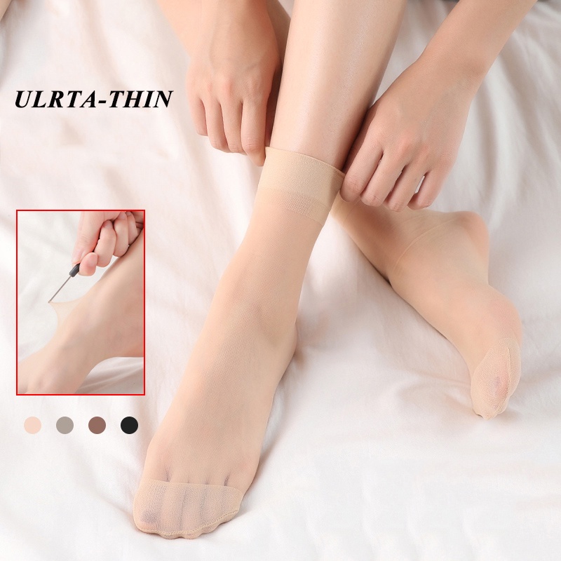 Vớ cao đến mắt cá chân chất liệu lụa siêu mỏng co giãn xuyên thấu thời trang mùa hè cho nữ