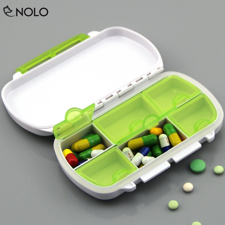 Combo 2 Hộp Chia Thuốc Mini 6 Ngăn Với Nắp Chính Nắp Riêng Cho Từng Ngăn Chất Liệu Nhựa PP An Toàn