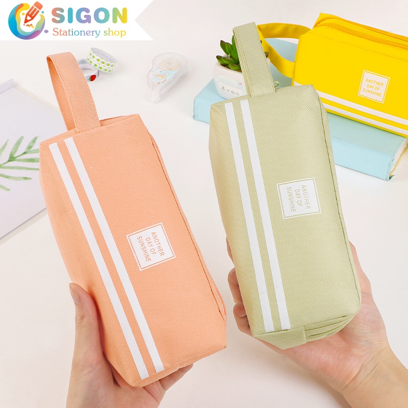 Túi Đựng Bút Hai Ngăn Sức Chứa Lớn Đơn Giản Cho Nam Nữ