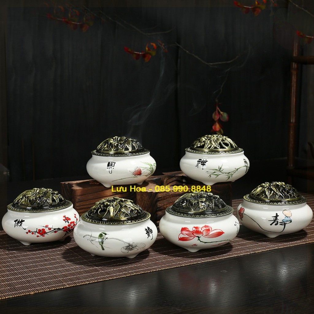 Trầm hương , Lư đốt trầm men rạn ngọc, Lư xông trầm cao cấp