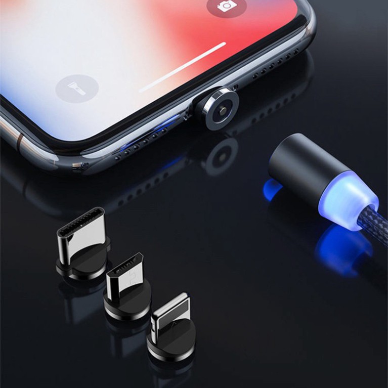 Cáp sạc nam châm tự hút 3 đầu nối Lightning, Type C, Micro USB