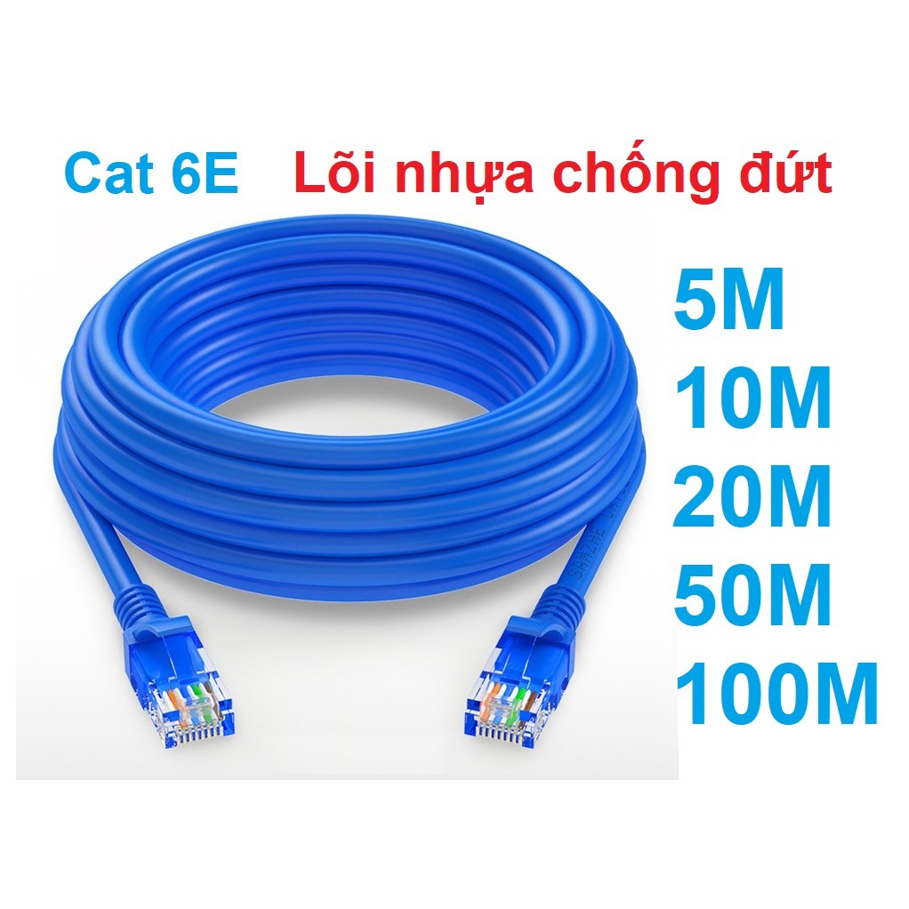 Dây Mạng CAT 6E Bấm Sẵn 2 Đầu Dài 5m/10m/20m/25m/30m/35m/40m/45m/50m - Dây Mạng Lan, Dây Cáp Mạng, Dây Mạng Wifi