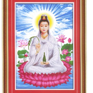 Tranh thêu chữ thập Quan Âm Ngồi Tòa Sen A1125