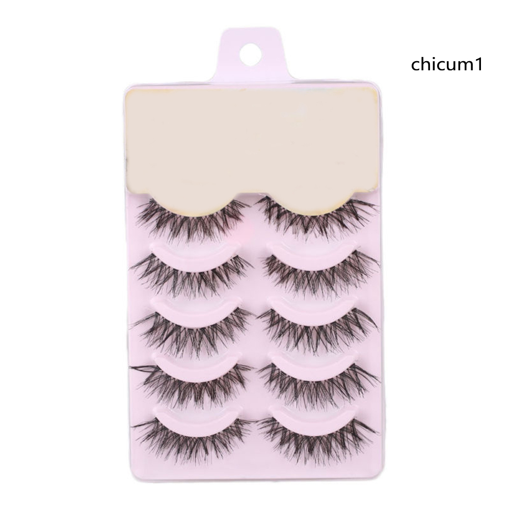 [Hàng mới về] Set 5 cặp lông mi giả cong dài trang điểm chuyên nghiệp tiện dụng
