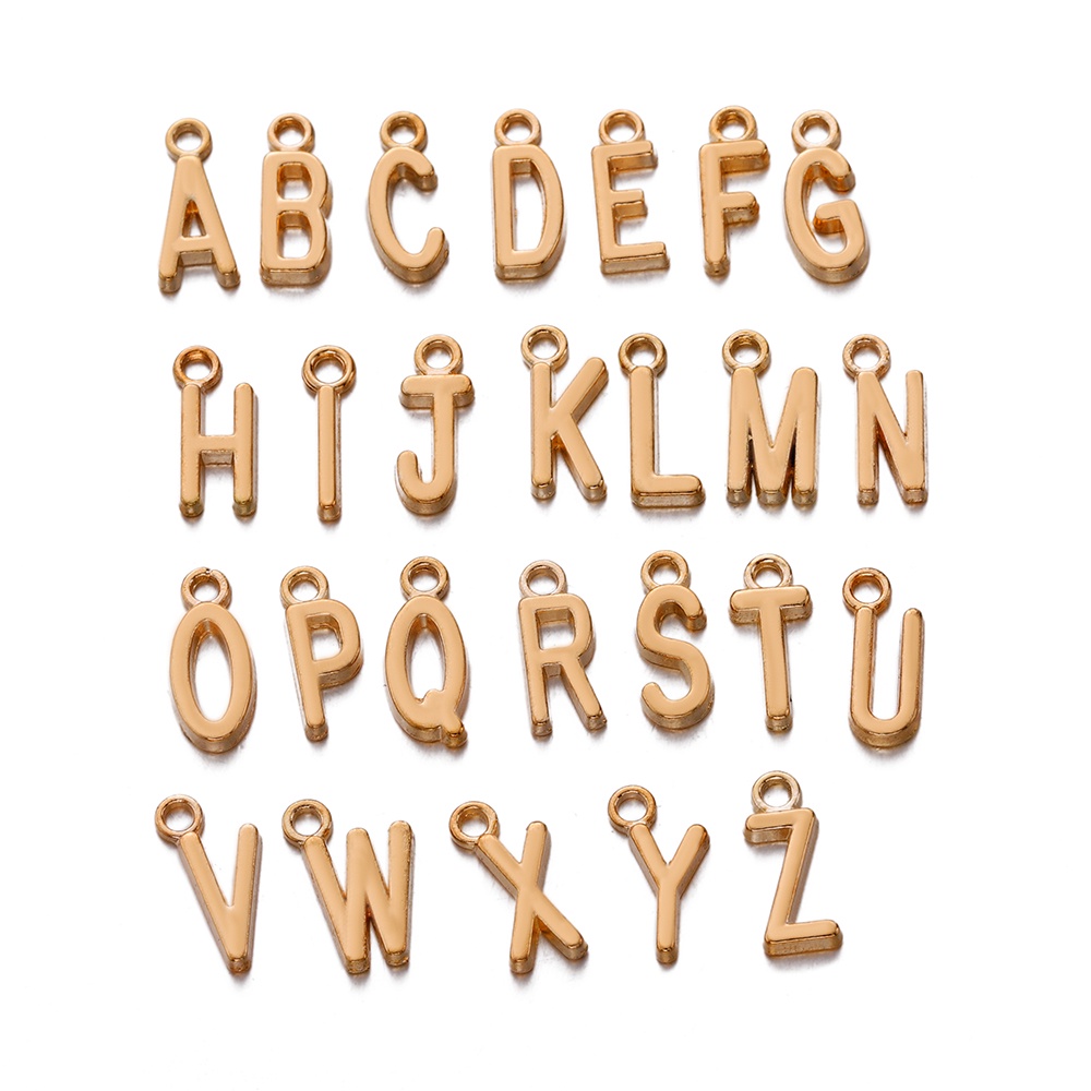 Bộ 30 Phụ Kiện Làm Trang Sức Hình Chữ Cái Tiếng Anh Bằng Hợp Kim Màu Vàng
