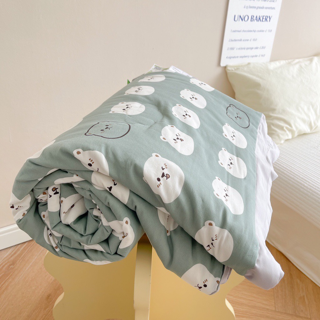 Chăn hè cotton tencel Suhali, chăn mỏng đắp hè thu mát lạnh bông sơ đậu nành size 2m x 2m3
