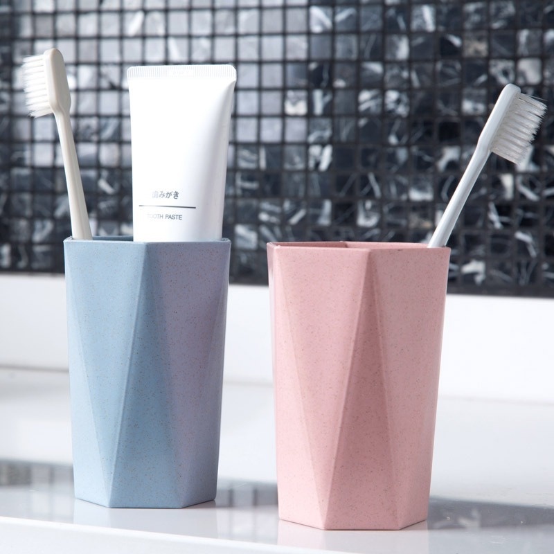 Mouthwash Cup Wheat Straw Made Toothbrush Cup Diamond Shape Cup