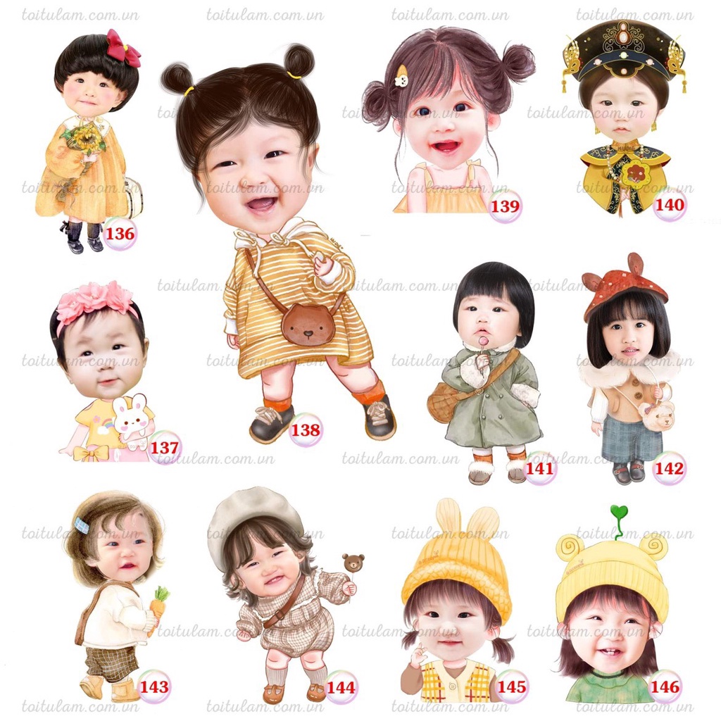 Hình chibi bé trai bé gái miễn phí thiết kế theo yêu cầu 25cm - Tôi Tự Làm – Trang trí sinh nhật cho bé