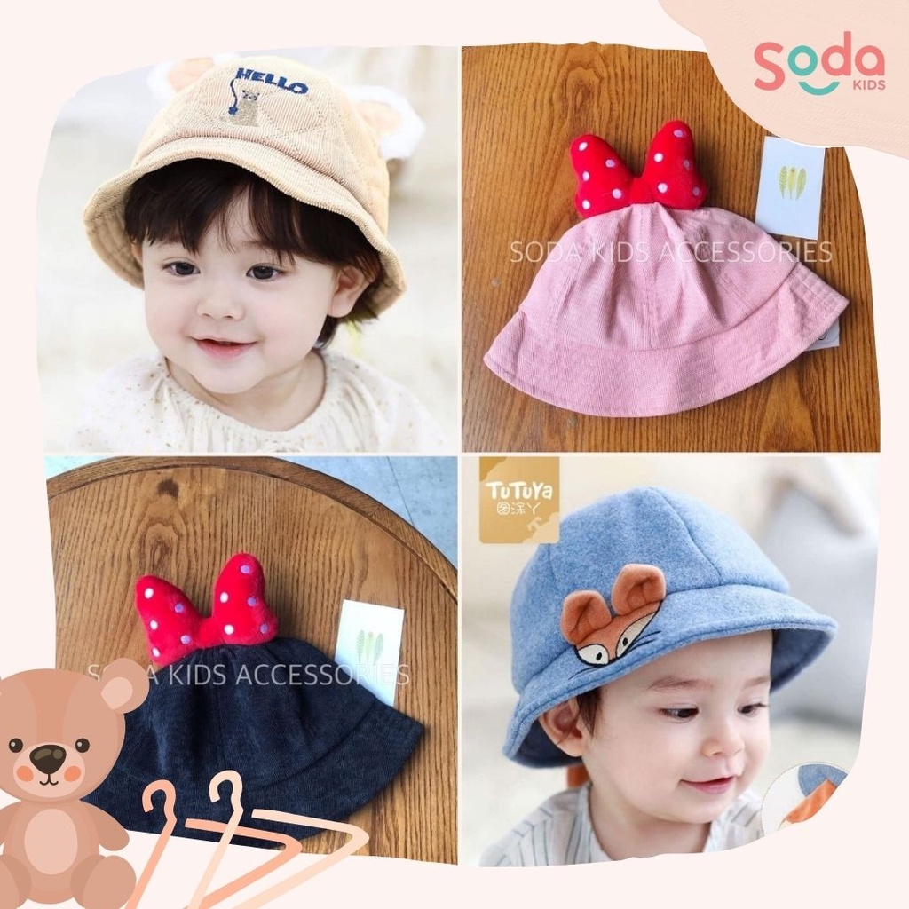 Mũ vành nhung cho bé trai bé gái mùa đông