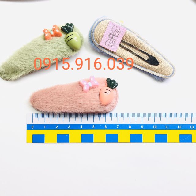 Kẹp tóc lông nhung thời trang thanh lịch đơn giản cho nữ, kẹp lông xù đính trái cây