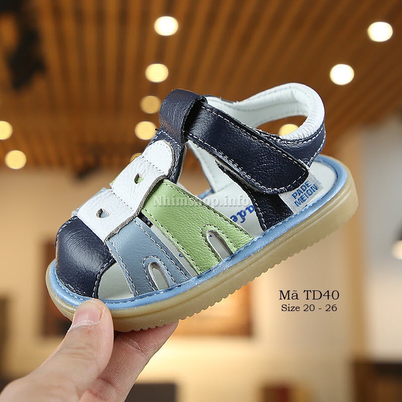 Dép sandal bé trai - Dép tập đi da mềm quai dán cho bé 6 đến 36 tháng phong cách Hàn Quốc TD40