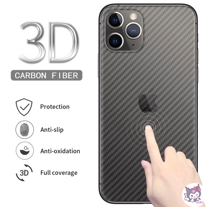 Miếng dán mặt lưng điện thoại họa tiết sợi carbon trong suốt bảo vệ cho iPhone 12 11 Pro Max Xs Xr X 7 8 6 6s Plus