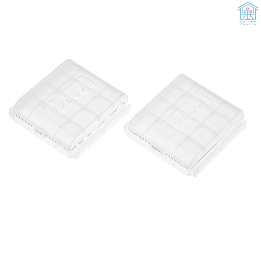 【E&V】2PCS PALO Transparent AA Battery Storage Boxes Cases High-quality Containers Durable Plastic Battery Holders with Lids Hold 2 * 4 AA Batteries