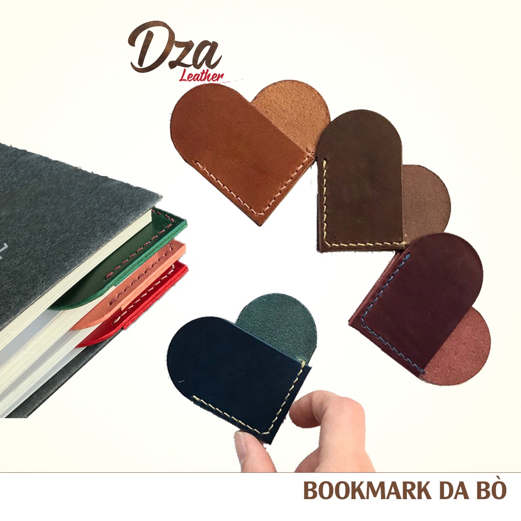 Bookmark da bò đánh dấu trang sách Dza leather nhiều màu giao màu ngẫu nhiên