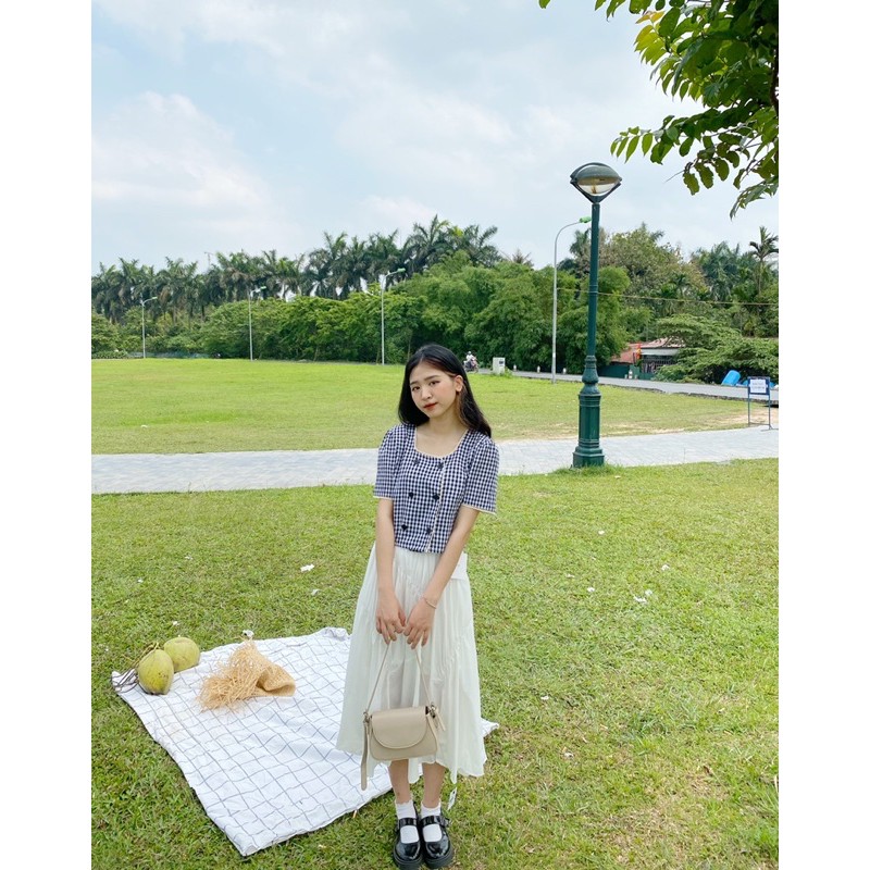Chân váy đũi tầng bèo 2 lớp Ulzzang Nữ Cạp Chun Quảng Châu Dáng Dài MIDI Hot Trend 2021 | BigBuy360 - bigbuy360.vn