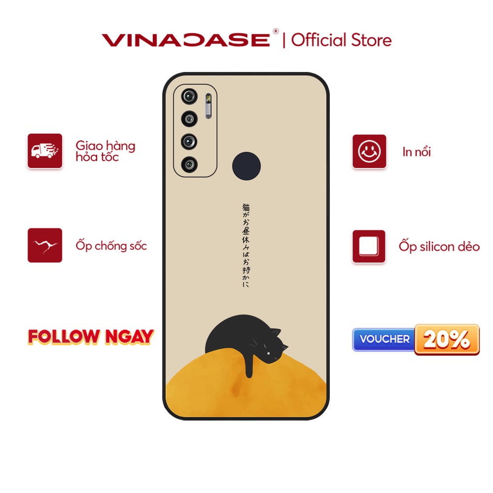 Ốp lưng Vina Case Vsmart Joy 3/Joy 4/Star 3/Aris/....dẻo đen in hình Mèo lười
