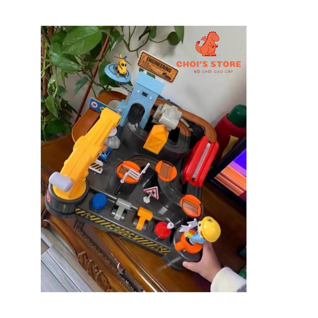 Đồ chơi đường ray ô tô công trình bé tự điều khiển, rèn luyện khả tăng tư duy và vận động tinh, nhanh tay nhanh mắt