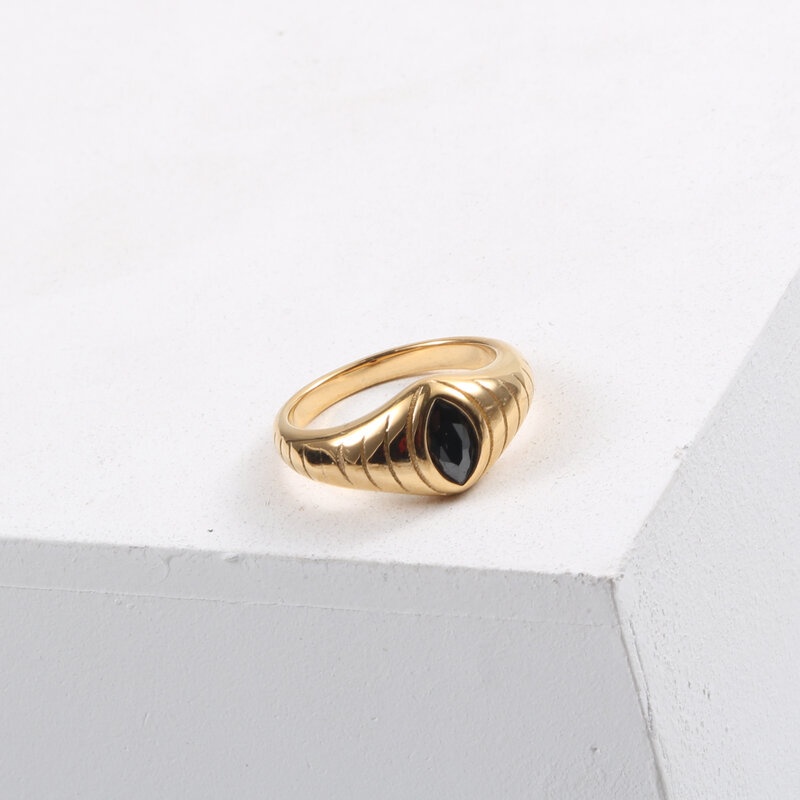 Nhẫn nam nữ titan mắt đá đen không gỉ WR2219