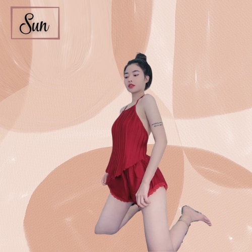 Bộ Đồ Ngủ Mặc Nhà Dập Ly 🌟 SIÊU HOT  🌟 Từ Satin Co Dãn, Mát Mẻ, Mềm Mịn Mẫu Mới Nhất 2021- Size: 40 -60Kg - Sun Shop