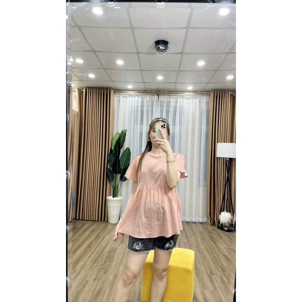 Áo bầu kiểu đồ công sở đẹp dáng babydoll xinh thiết kế  Freesize 65kg