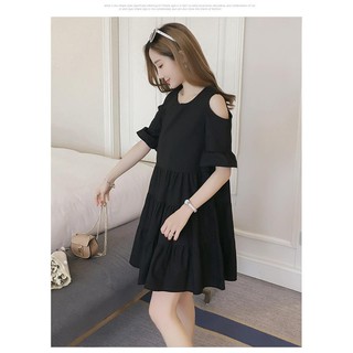 Váy Đen Hở Vai Nhiều Tầng