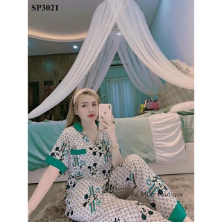 Bộ pijama cộc dài nữ chất liệu lụa mango mềm, mịn, mát
