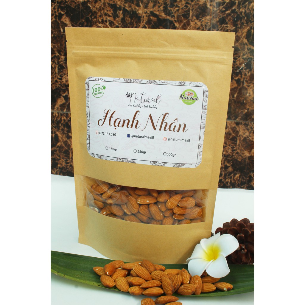 Hạnh nhân nướng tách vỏ, hạnh nhân nhập khẩu chính hãng, gói 250g - M02