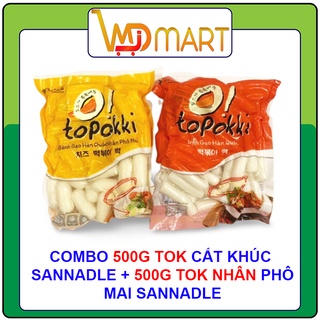 Bánh gạo hàn quốc tokbokki cắt khúc Sanadle 500g + Bánh gạo phô mai Sanadle 500g