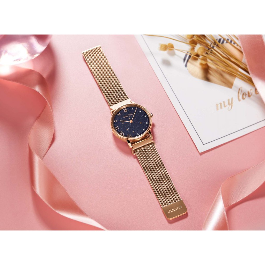 Đồng hồ nữ JS-037A kính sapphire dây nam châm Julius Hàn Quốc (đồng xanh)