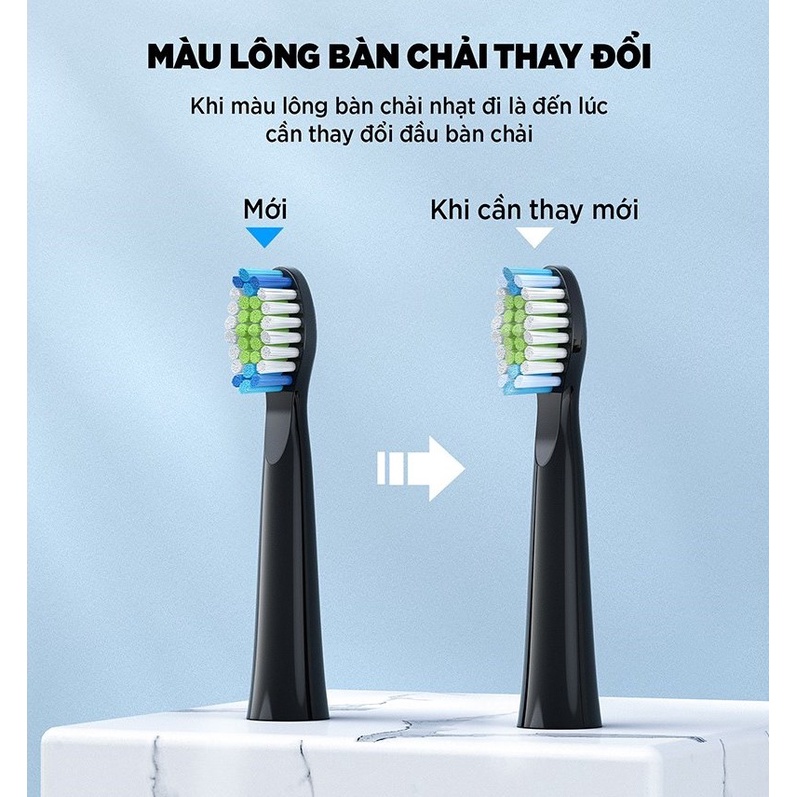 Bàn chải đánh răng điện Fairywill D7+ 4 đầu bàn chải thay thế. 5 chế độ làm sạch. Công nghệ làm sạch bằng sóng siêu âm