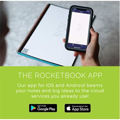 Rocketbook Sổ tay thông minh tái sử dụng, thân thiện với môi trường có lưới chấm với bút Frixion, kết nối app điện thoại