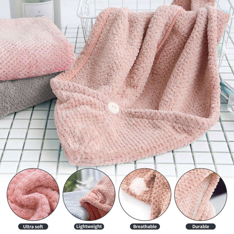 [Hàng mới về] Mũ trùm đầu làm khô tóc siêu thấm hút có nút cài tiện lợi