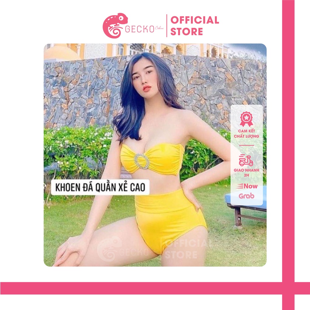 Bikini Đồ Bơi 2 Mảnh Khoen Đá Quần Xẻ Cao, Kèm Dây Áo GK0218 (Ảnh Thật, Nhiều Màu)