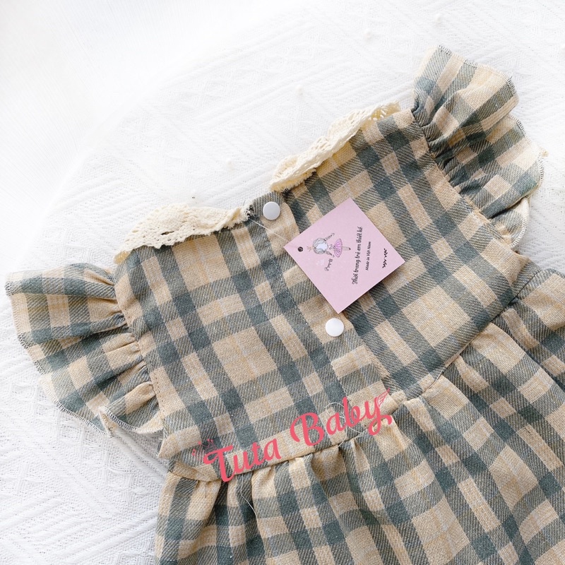 Bộ Đồ Bé Gái Đũi Caro Chất Đũi Sợi Siêu Cute FREESHIP, Set Trang Phục Quần Áo Bé Gái