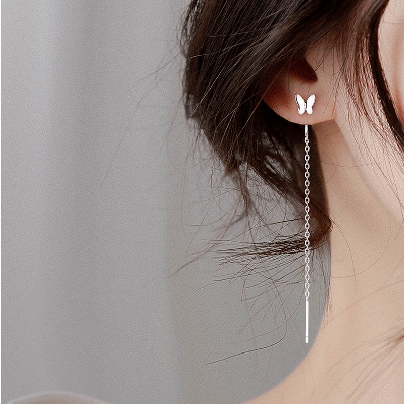 Đôi Bông Tai Bạc s925 Hình Bươm Bướm Thanh Lịch Dành Cho Nữ