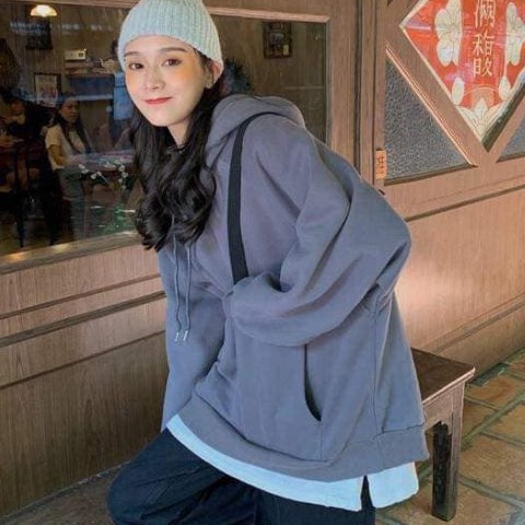 Áo hoodie nỉ xám lông chuột basic unisex