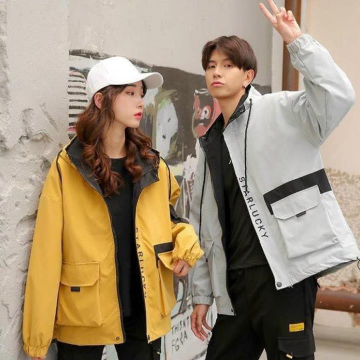 Áo Khoác Kaki Nam Nữ Lucky Túi Hộp 2 Lớp Form Rộng Thoải Mái