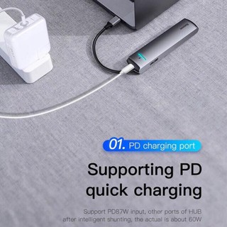 [BH 18THÁNG] Hub chuyển đổi Baseus 6 in 1 Smart Hub (Type C to 3x USB 3.0, HDMI 4K, LAN RJ-45, Type C PD)