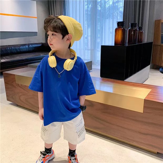 Áo thun BXPB 100% cotton nguyên chất tay ngắn dáng rộng thời trang mùa hè cho bé trai và gái 4-15 tuổi