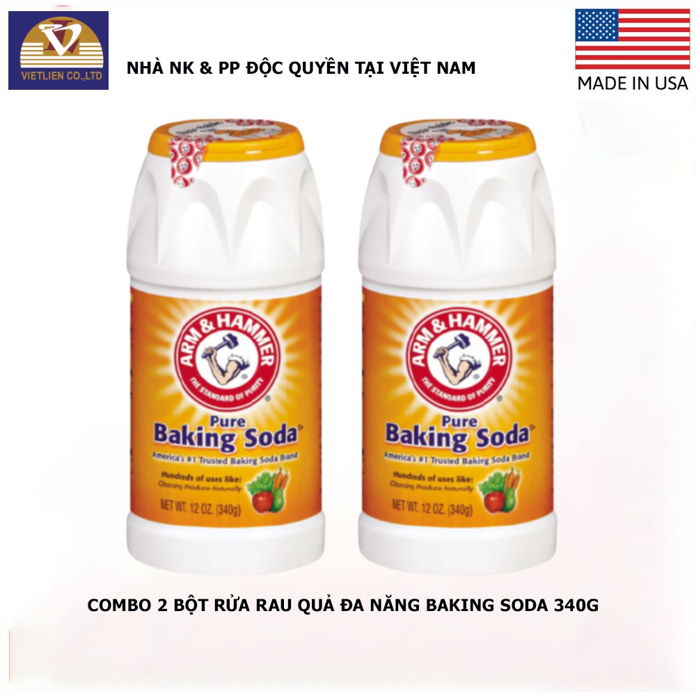 Combo Muối Nổi Baking Soda Tinh Khiết ARM&amp;HAMMER 340gx2