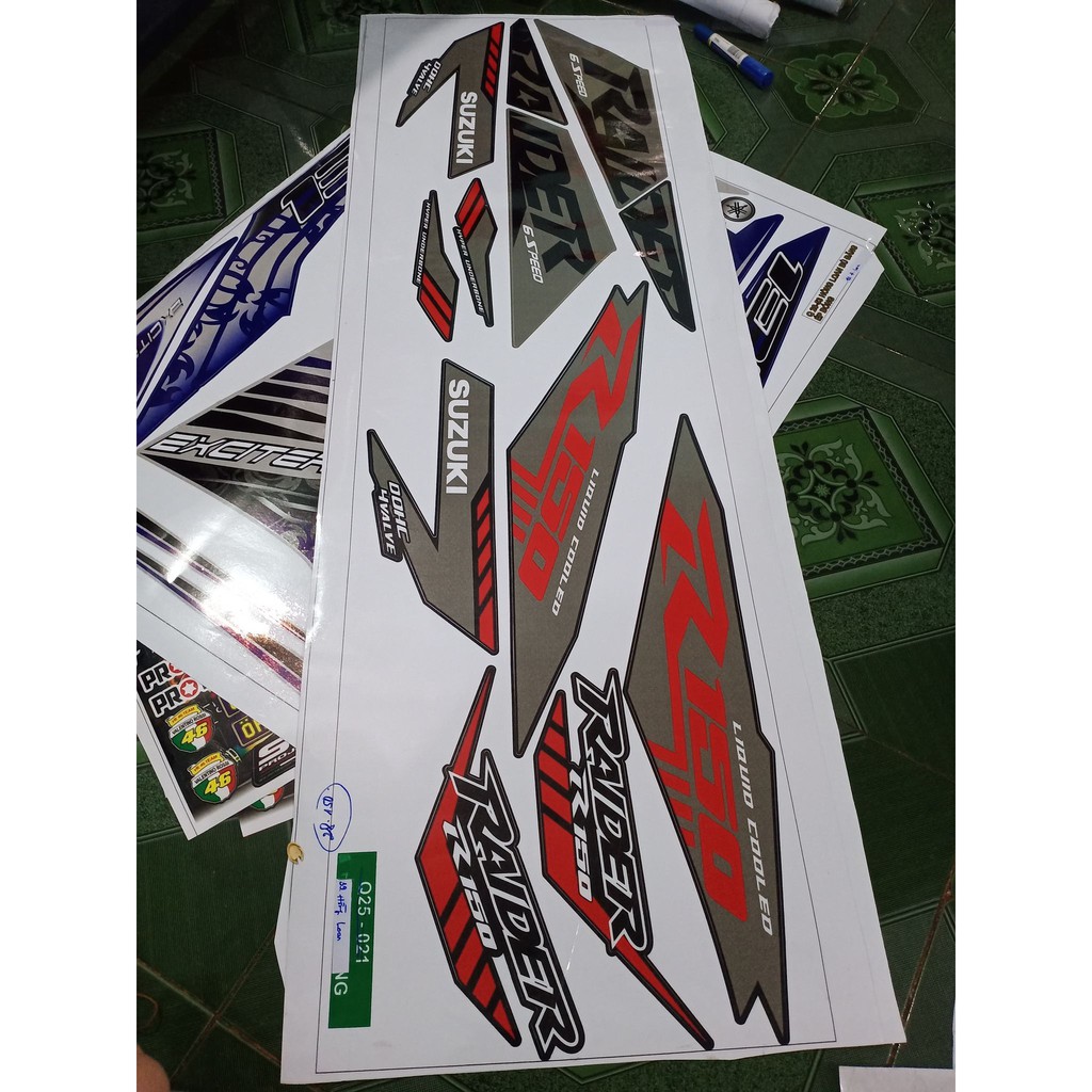tem rời raider R150 ĐỎ ĐEN BẠC XE ĐEN