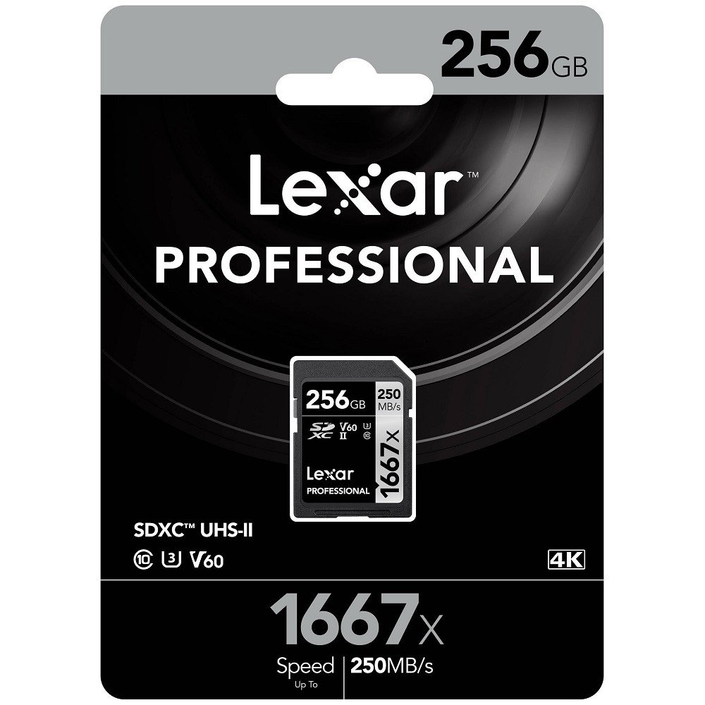 Thẻ nhớ Máy Ảnh SDXC Lexar Professional 256GB 1667x UHS-II U3 V60 Read 250MB/s (Đen)