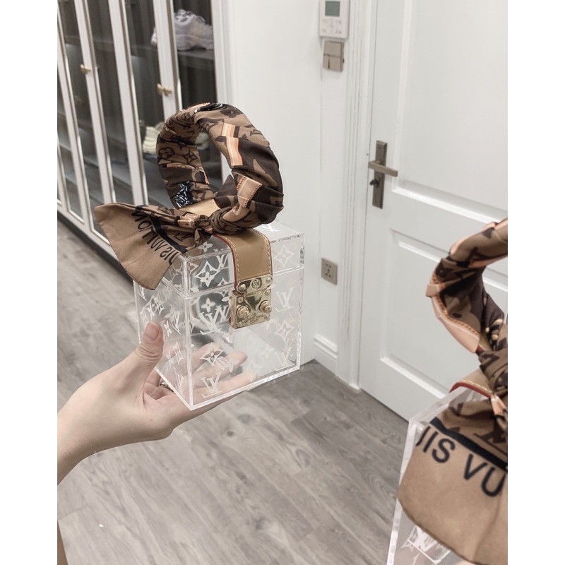 TDS23 Túi lv cốp mica trong phối hoa văn không kèm khăn lụa spsl fullbox Sechu-8457